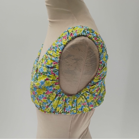 YLLW CLEO THE LABEL FLORAL COTTAGE CORE bra top v neck 100% cotton - Picture 3 of 8